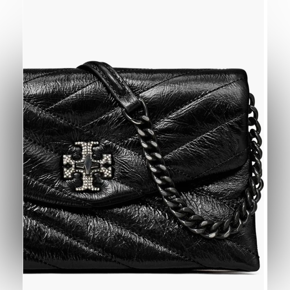 Tory Burch Crossbody - Kira Pavé Chevron Quilted Metallic Leather -NEW - Picture 5 of 7